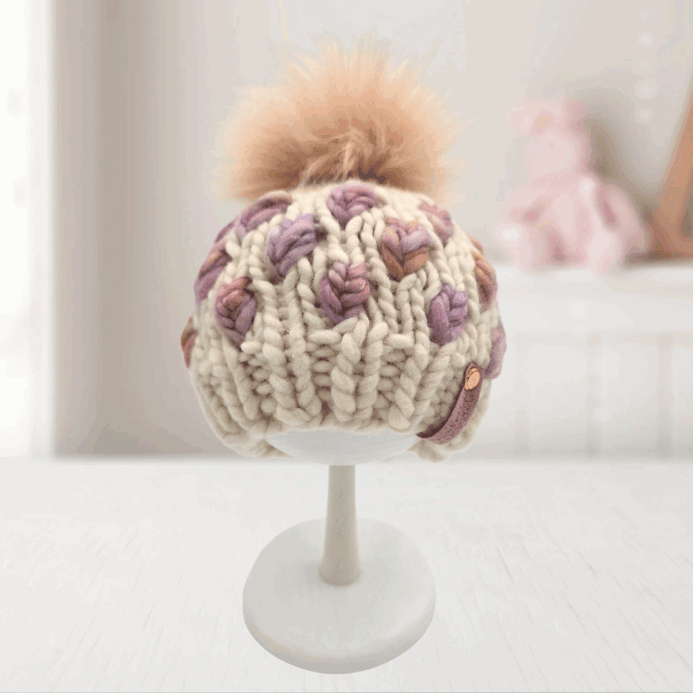New Leaf Beanie – White/Pink