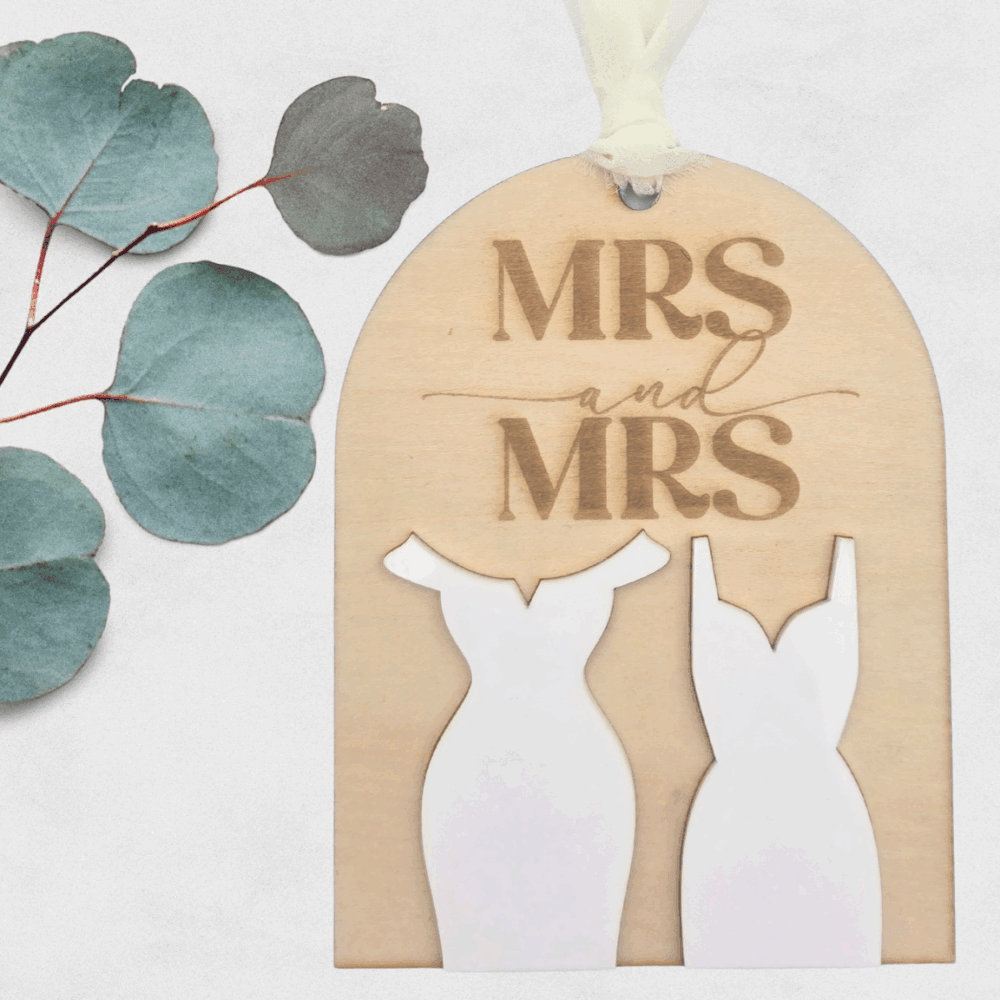 Mrs & Mrs Wedding Ornament