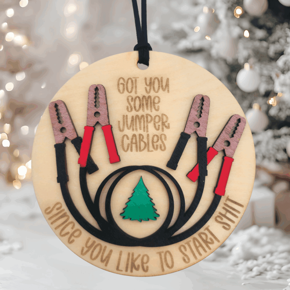 Jumper Cables Christmas Ornament