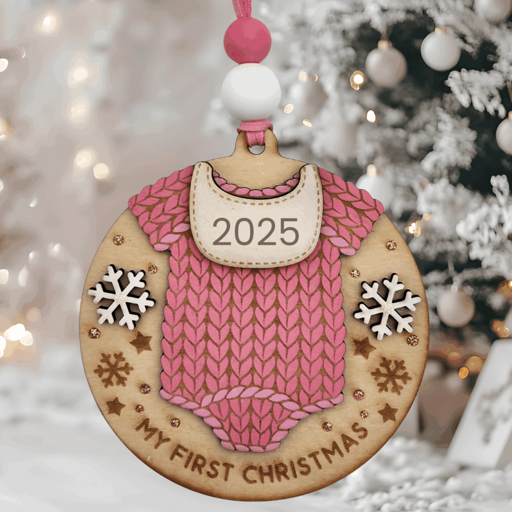 Knitted Romper Ornament - Pink