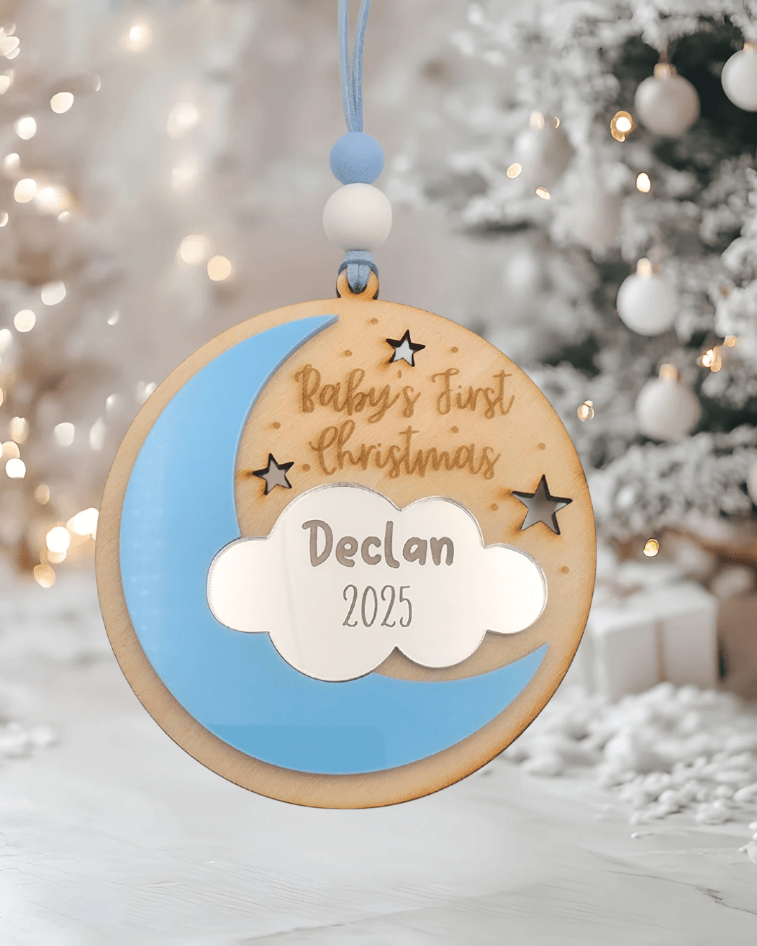Personalised Moon & Cloud Ornament