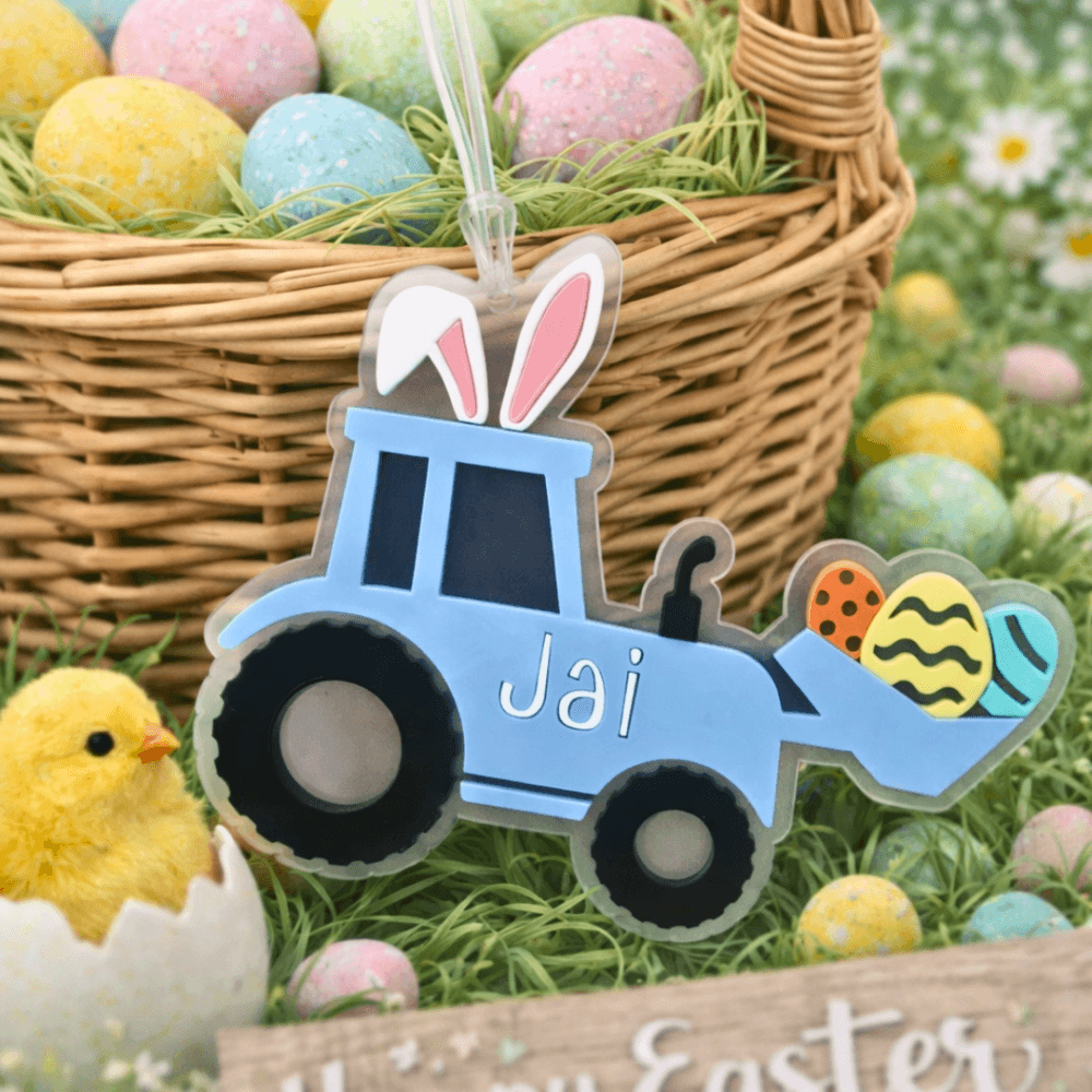 Personalised Easter Tractor Name Tag