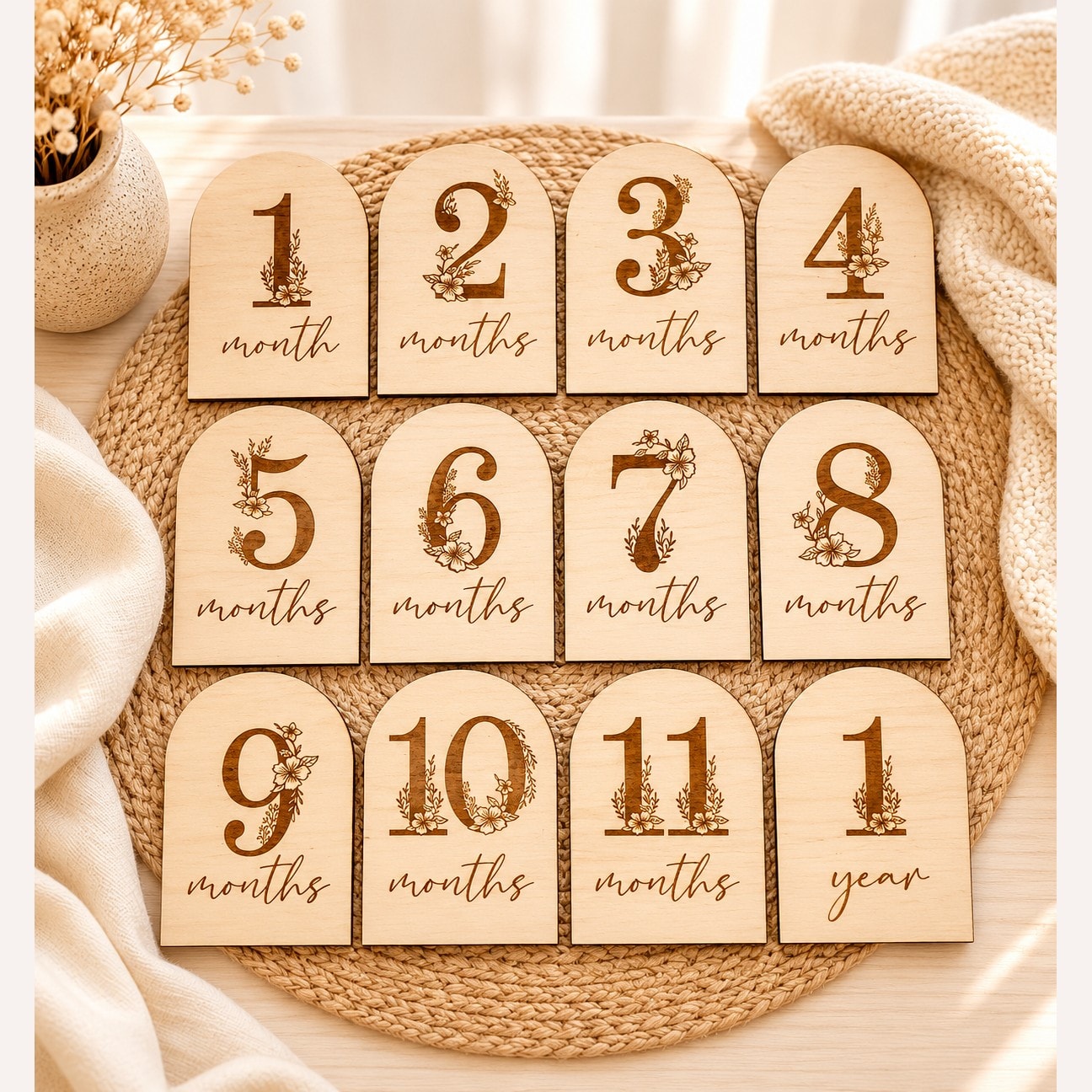 Floral Number Milestone Card Set