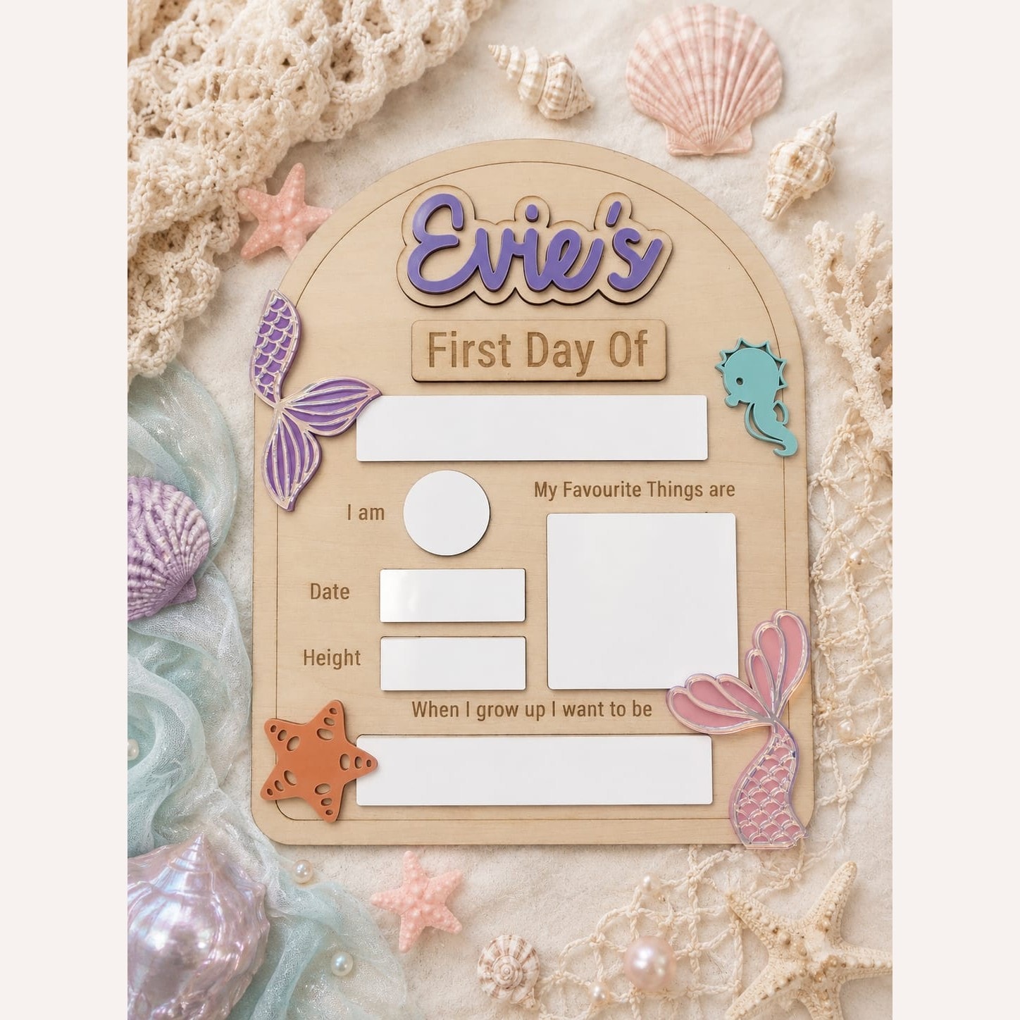 Mermaid First & Last Day Board