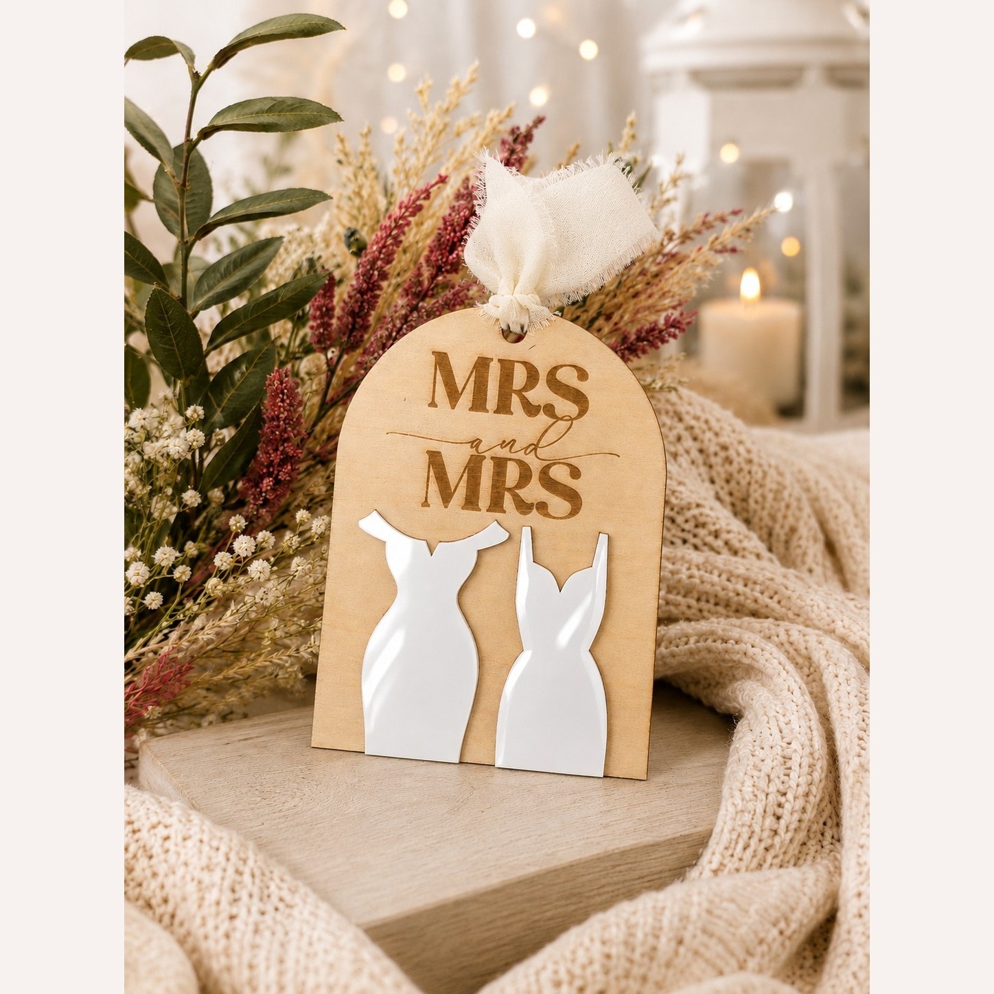 Mrs & Mrs Wedding Ornament