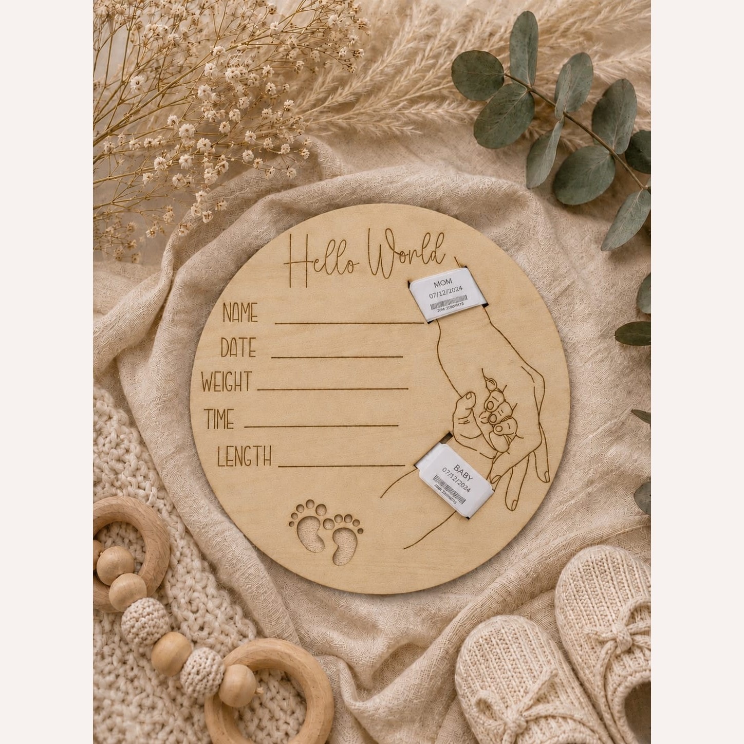 Mum & Bub Hospital Bracelet Announcement Plaque