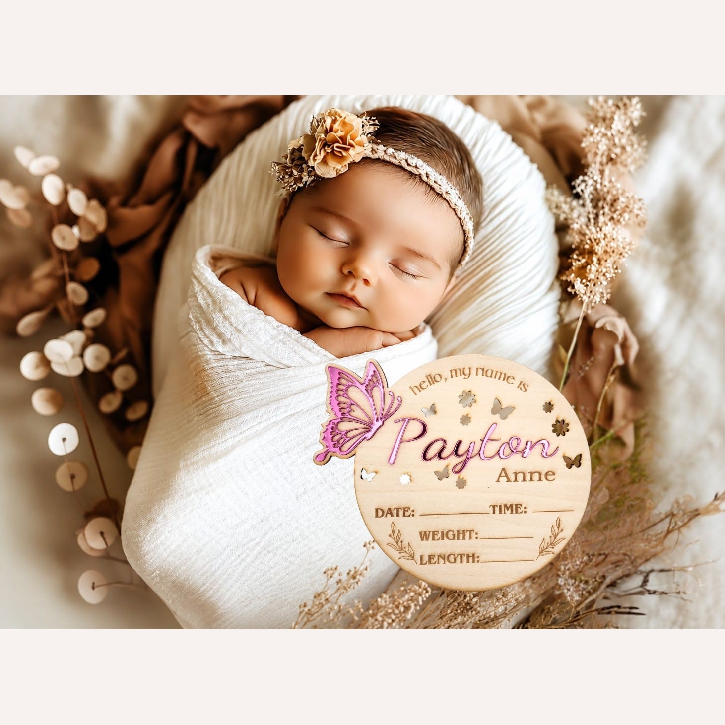 Personalised Butterfly Announcement Plaque