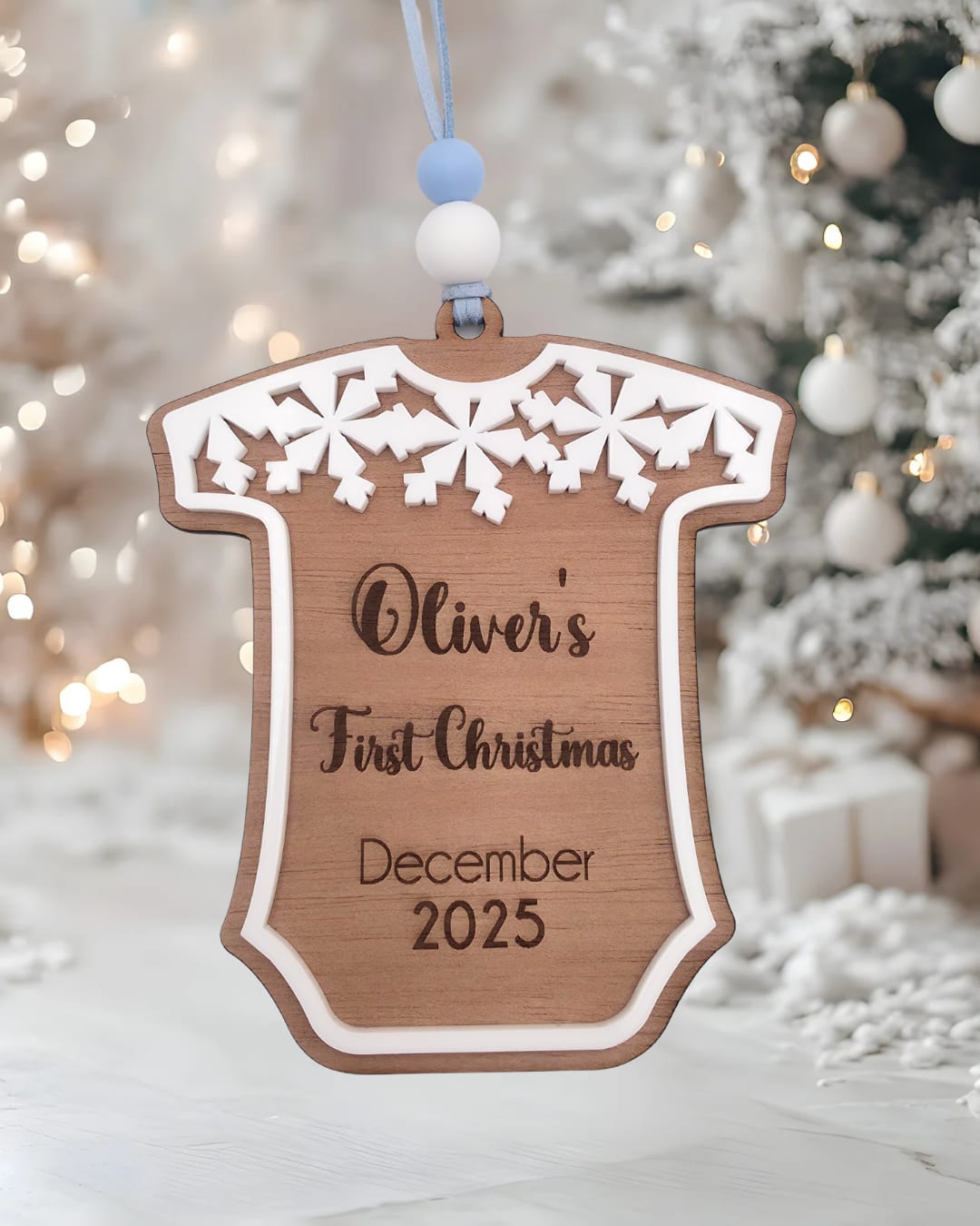 Snowflake Baby's First Christmas Romper Ornament